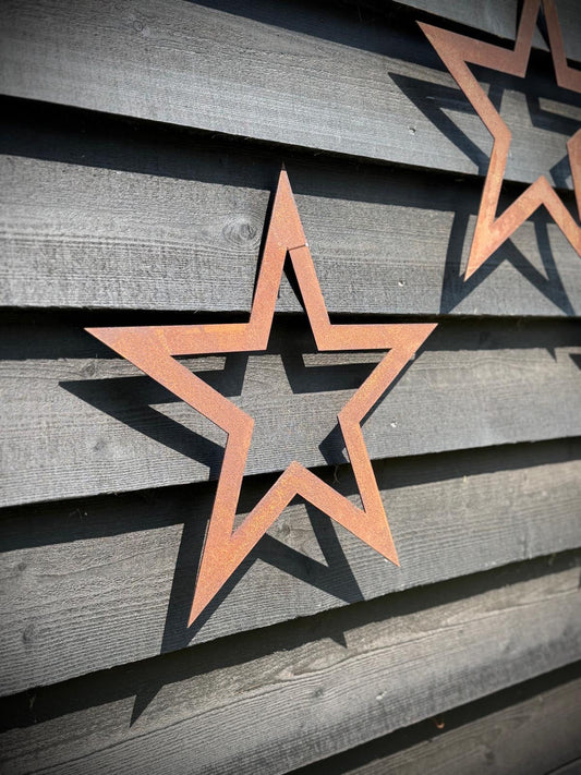 Set of 3 Rusty Metal Stars Decoration