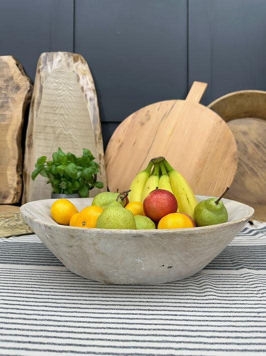 Vintage Bleached Wooden Serving Bowl