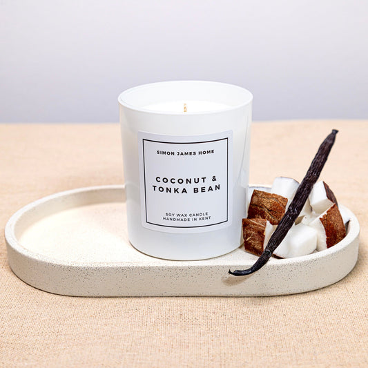 Coconut & Tonka Bean Handmade Soy Wax Candle - Luxurious Coconut Candle
