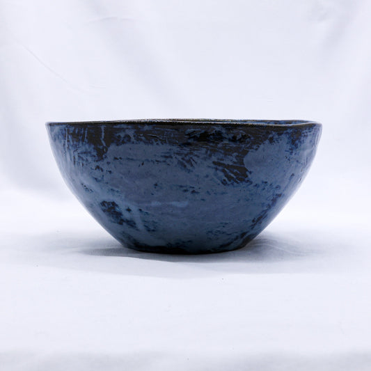 Smoked Grey Tidal Blue Wash Handmade Ceramic Stoneware Dinner Bowl