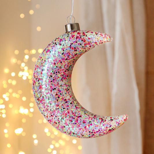 Hanging Pink Glitter LED Moon Light