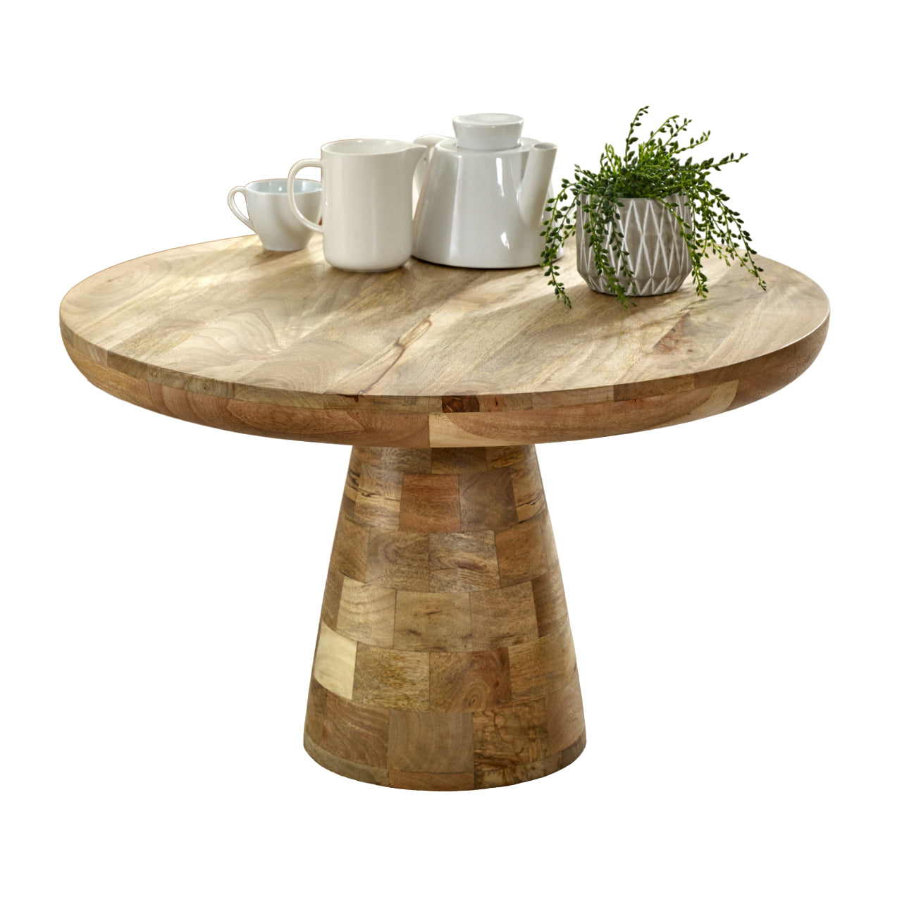 Merlin Mango Wooden Round Coffee Table Mushroom Style