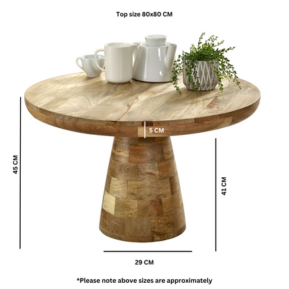 Merlin Mango Wooden Round Coffee Table Mushroom Style