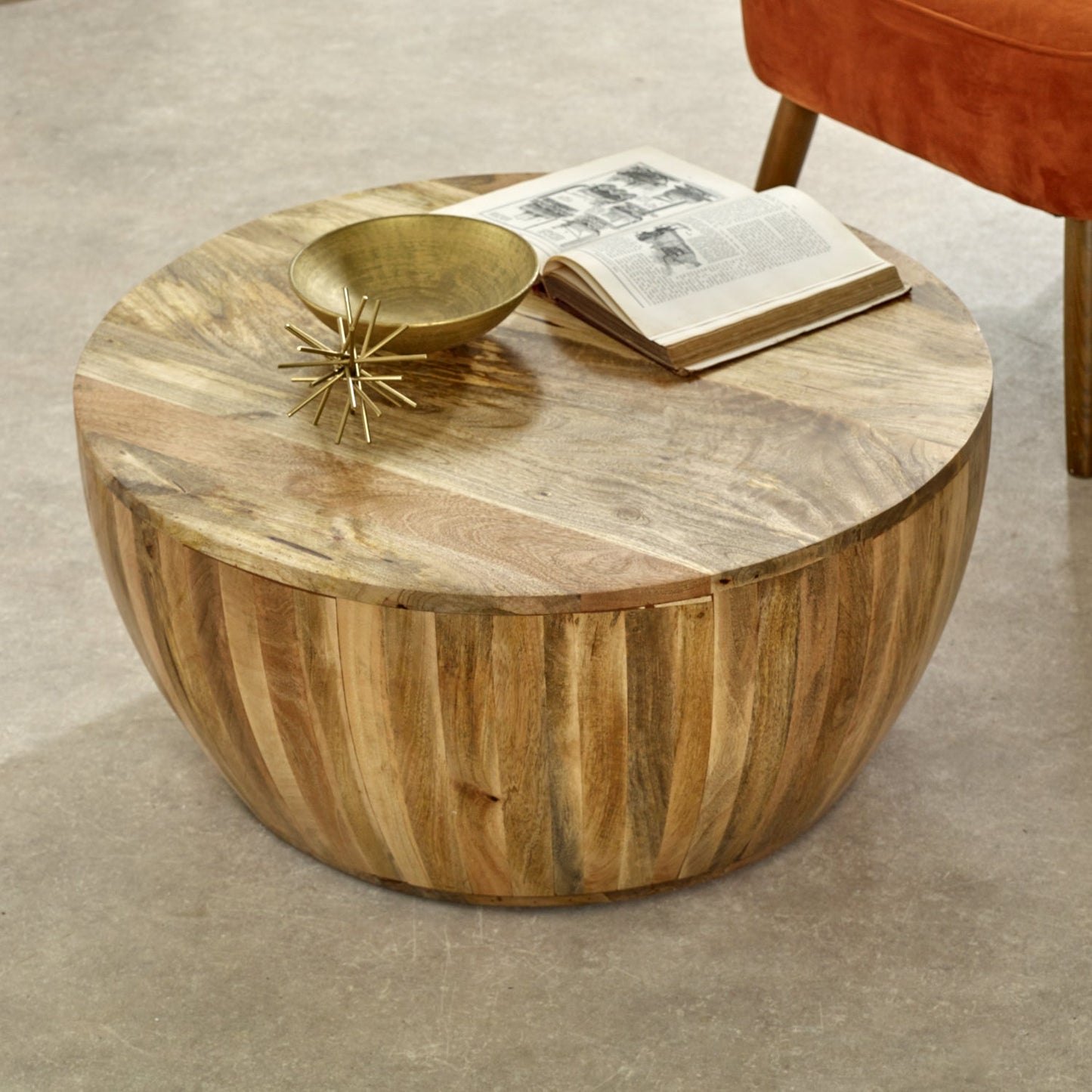 Merlin Mango Wooden Drum Coffee Table