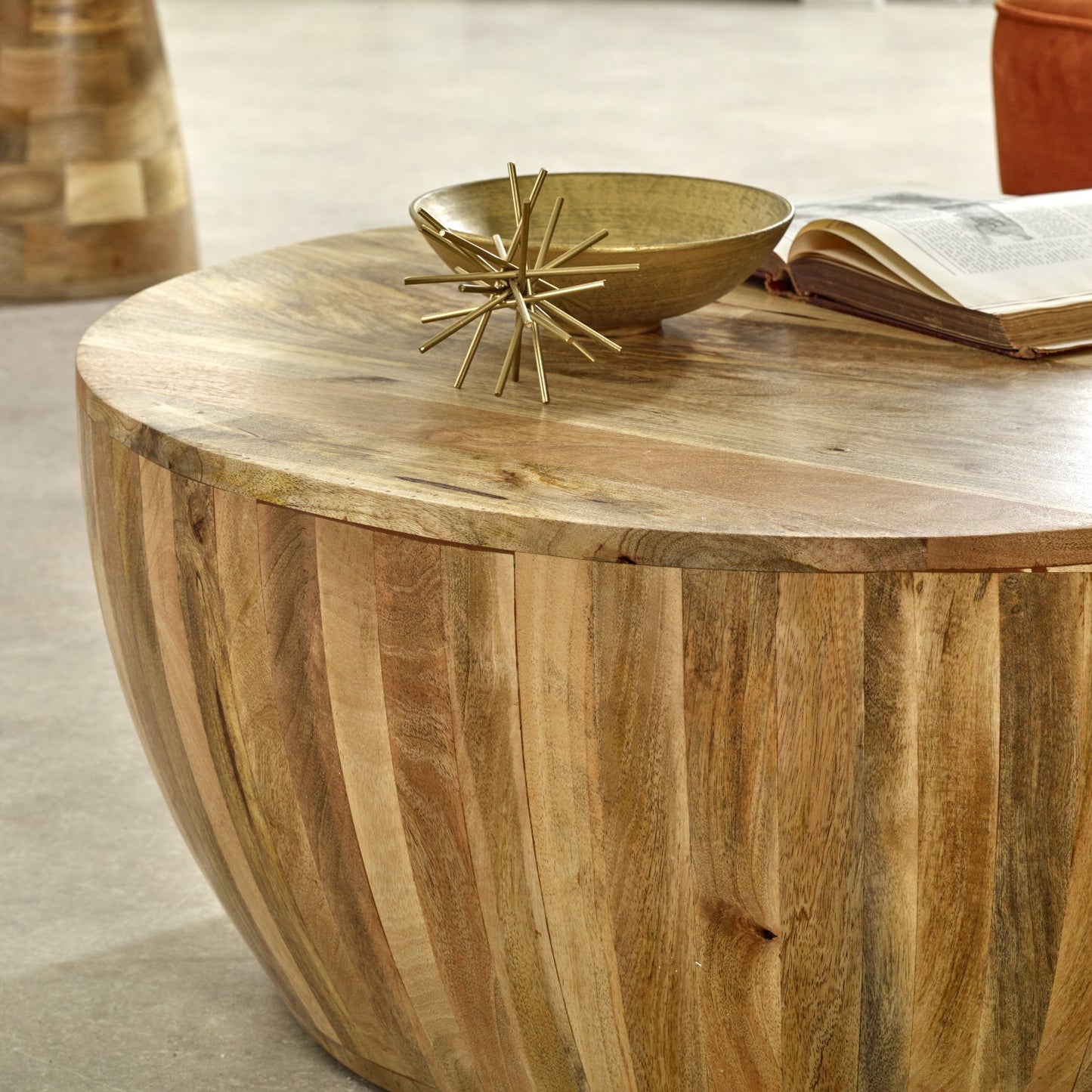 Merlin Mango Wooden Drum Coffee Table