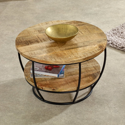 Merlin Mango Wooden & Metal Coffee Table With Shelf