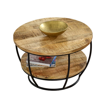 Merlin Mango Wooden & Metal Coffee Table With Shelf