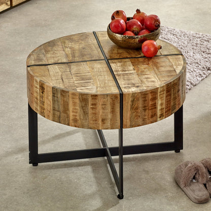 Merlin Mango Wooden Coffee Table With Metal Legs