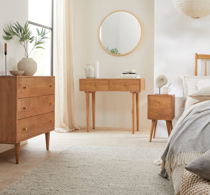 Scandinavian Light Walnut Logan Narrow Bedside Table