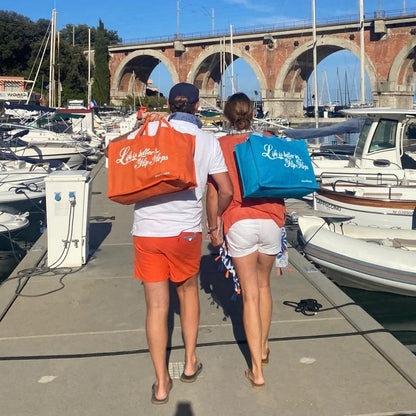 Life Is Better in Flip Flops Jute Bag - Tangerine by SeaKisses