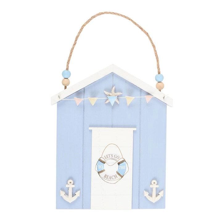 Decorative beach hut with a rope handle, starfish, and anchor details on a white background.