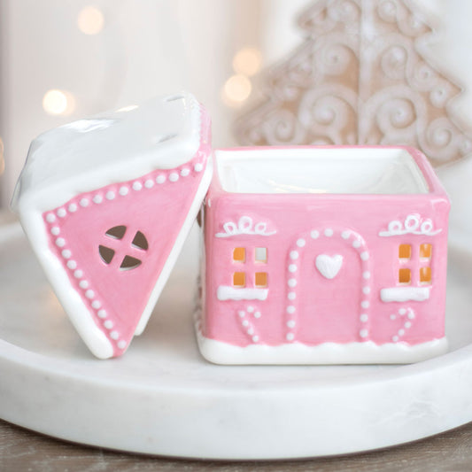 Pink Gingerbread House Christmas Oil Burner