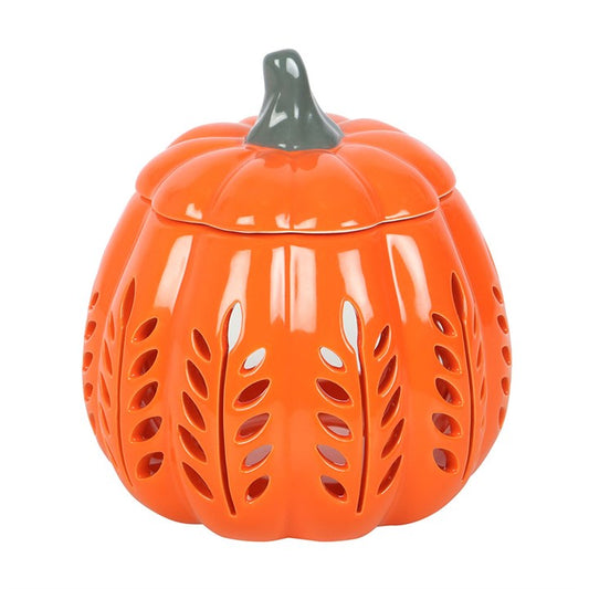 Orange Autumn Leaf Cut Out Pumpkin Oil Burner and Wax Warmer