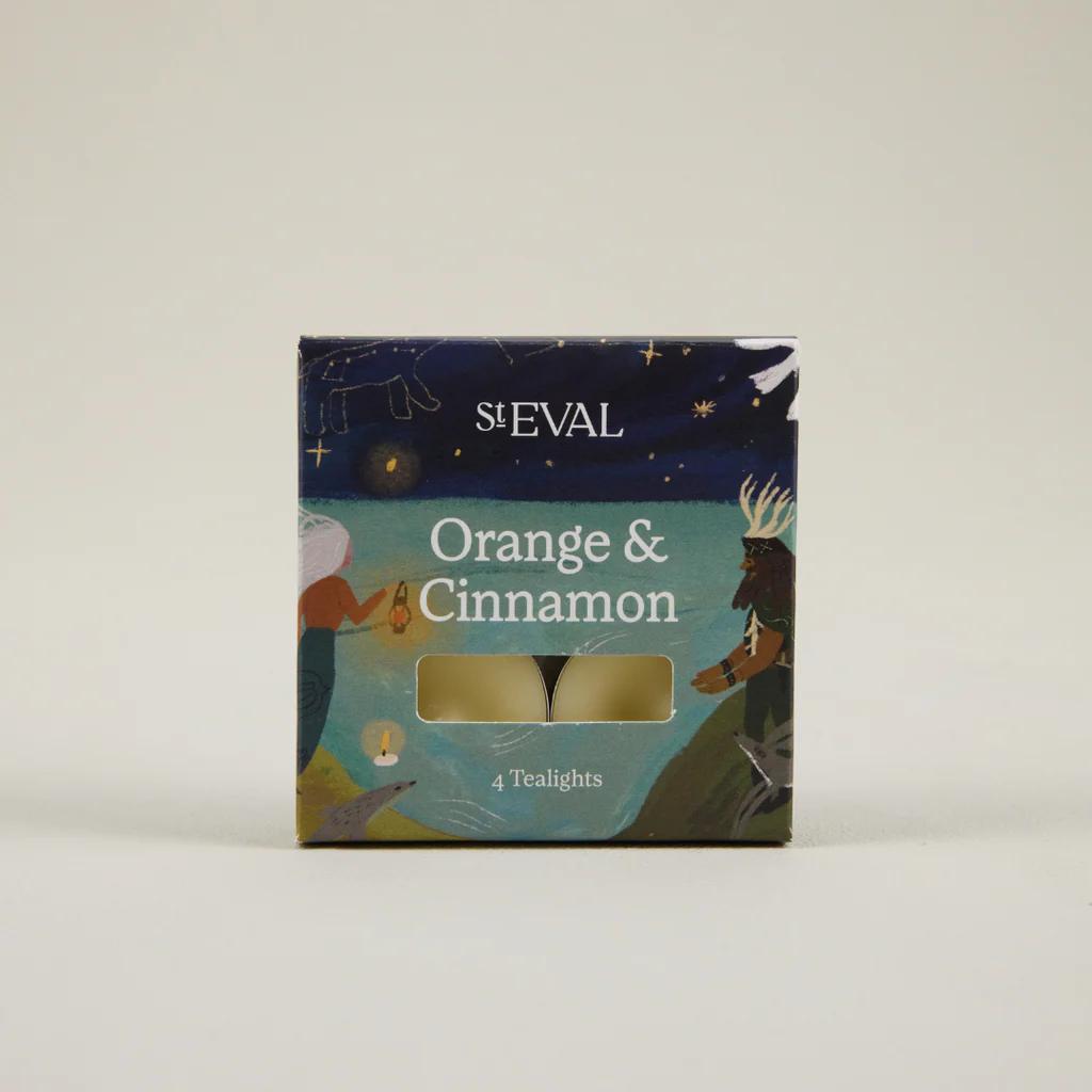 St. Eval Orange & Cinnamon tealights packaging on a white background