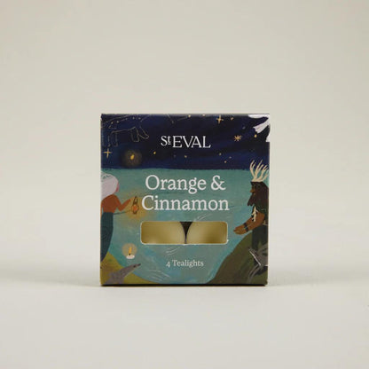 St. Eval Orange & Cinnamon tealights packaging on a white background