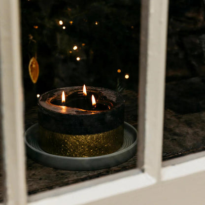 Winter Thyme Gold Half-Dipped Multiwick Candle