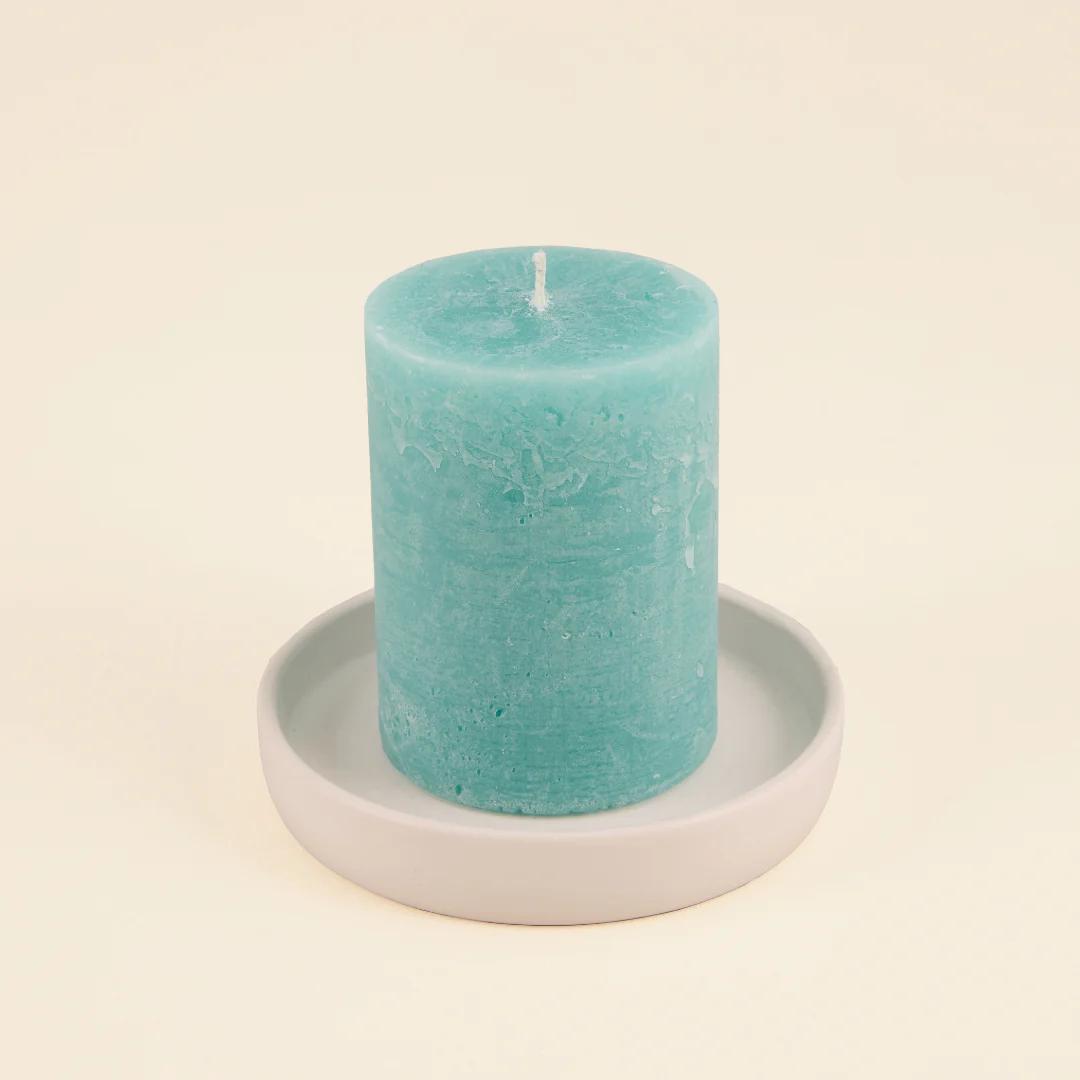 Sea Moss & Driftwood Fragranced Coloured Pillar