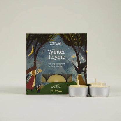 ST Eval Winter Thyme candle set with decorative packaging on a light background