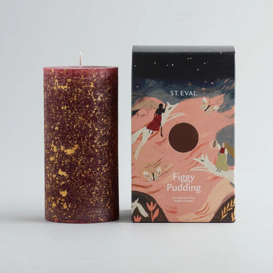 Figgy Pudding Scented Gold Marbled Pillar