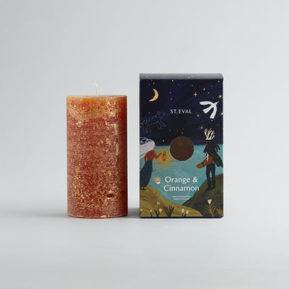 Orange & Cinnamon Gold Marbled Pillar