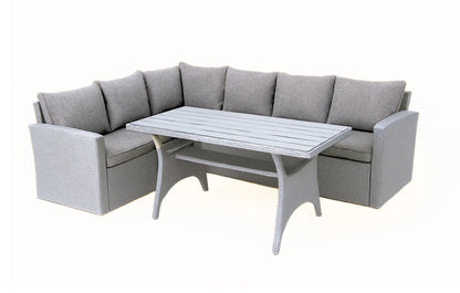 Stockholm 6 Seater Grey Rattan Corner Garden Dining and Lounge Set