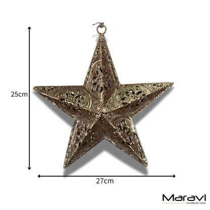 Decorative star with measurements on a white background, featuring the Maravi brand.