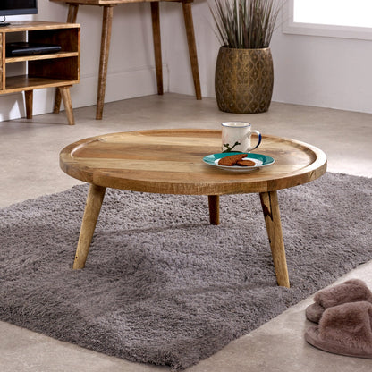 Marlow Light Mango Wood Round Low Coffee Table