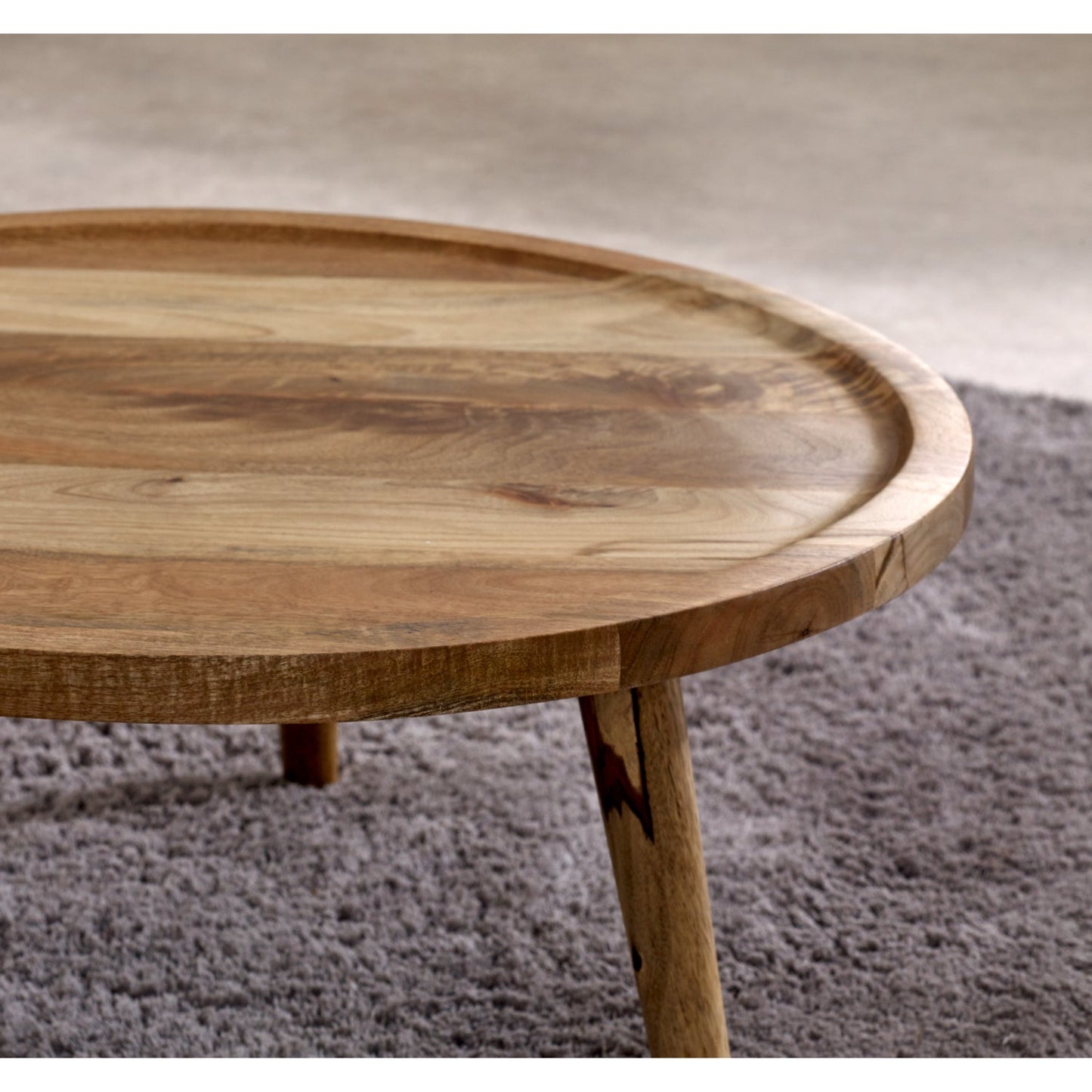 Marlow Light Mango Wood Round Low Coffee Table