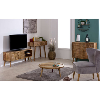 Marlow Light Mango Wood Round Low Coffee Table