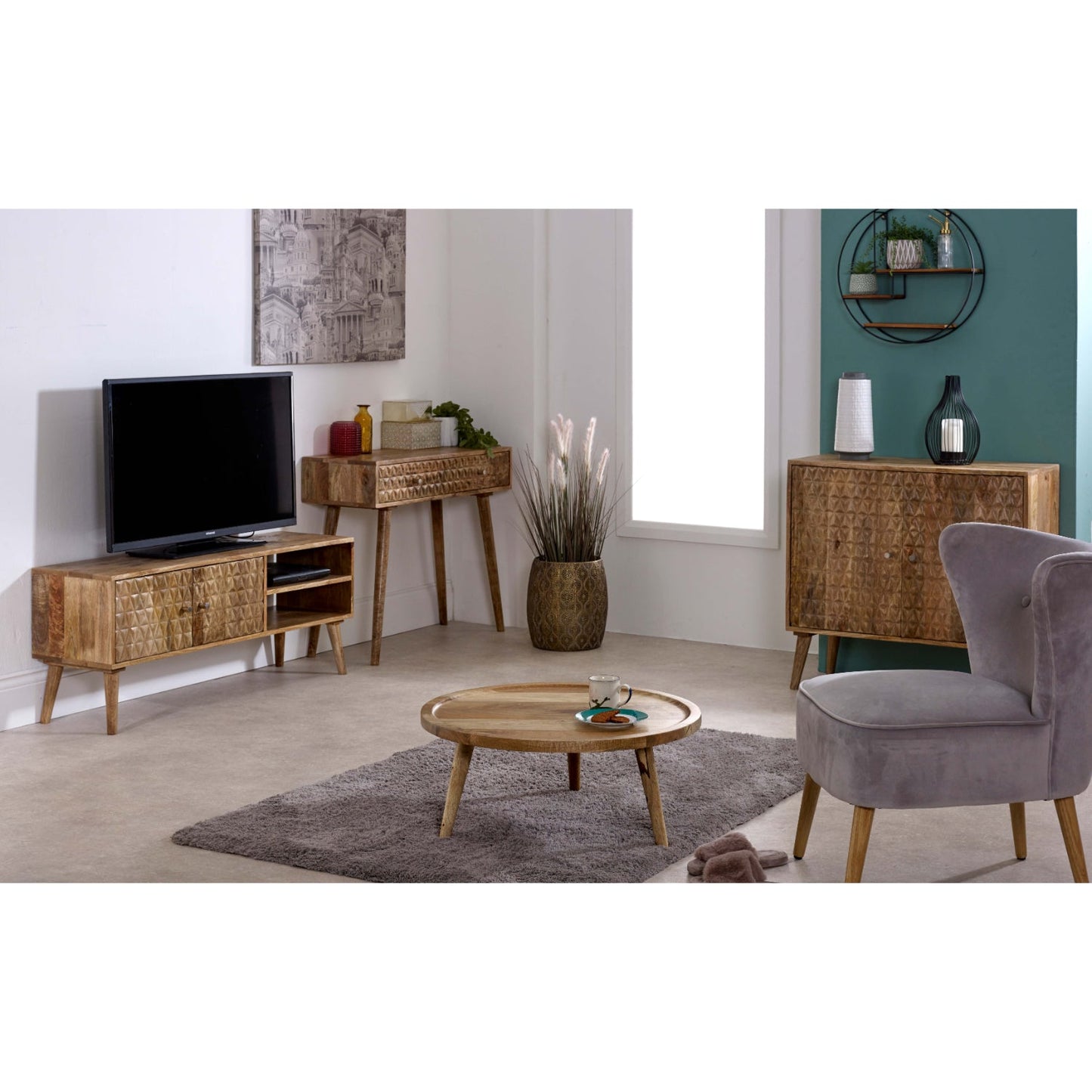 Marlow Light Mango Wood Round Low Coffee Table