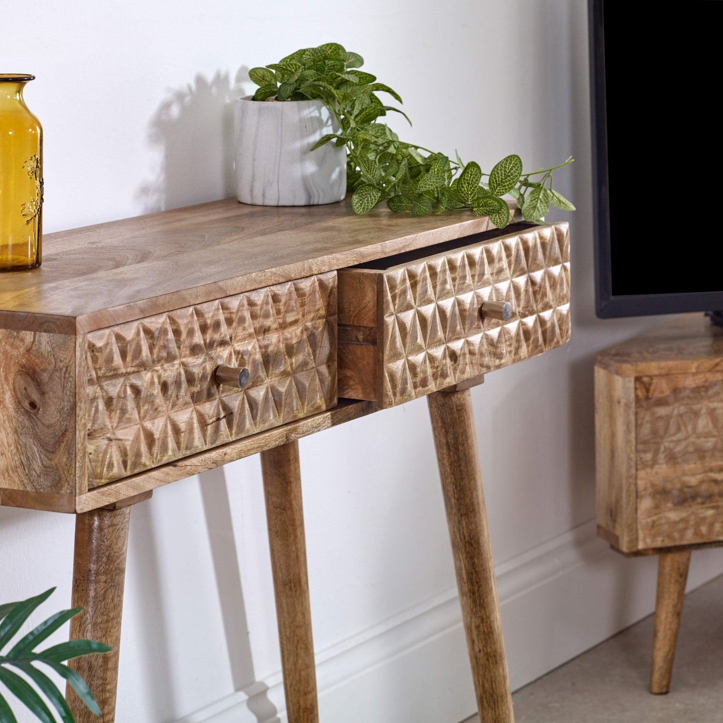Marlow Light Mango Wood Console Table with 2 Drawers
