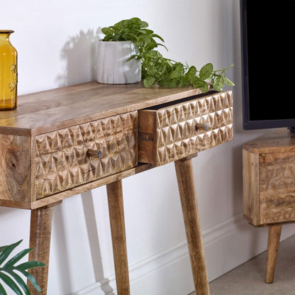 Marlow Light Mango Wood Console Table with 2 Drawers