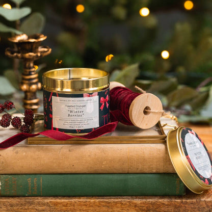 Winter Berries Candle in a Matt Gold Tin