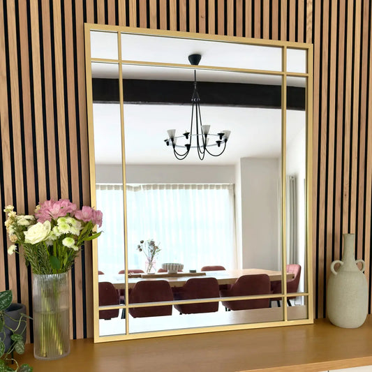 Aimi - Gold Metal Rectangle Window Mirror - 95cm x 120cm.
