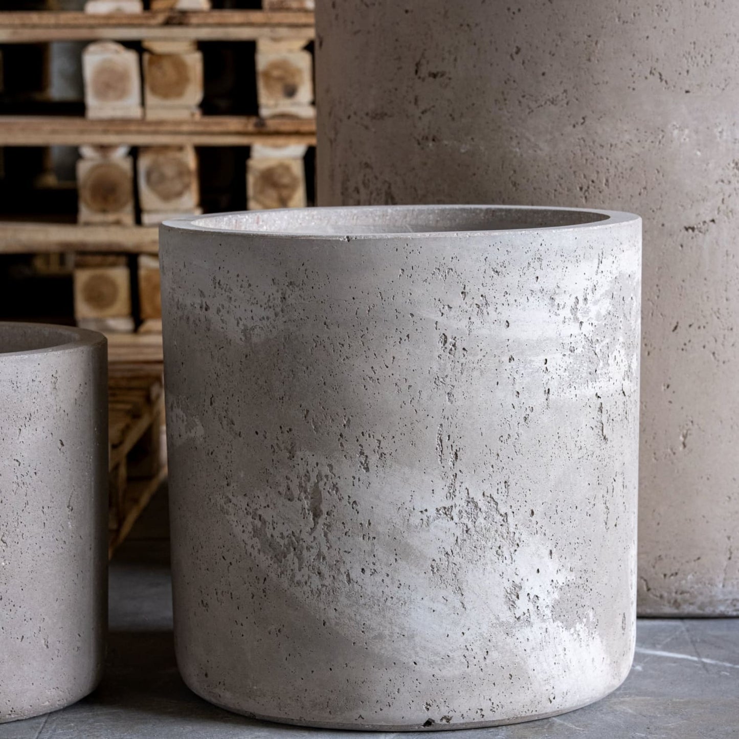 Aurella | Truffle – 70cm Extra Large Concrete Cylinder Planter