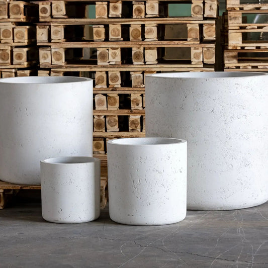 Aurella | White Mist – 70cm X Large Concrete Cylinder Planter