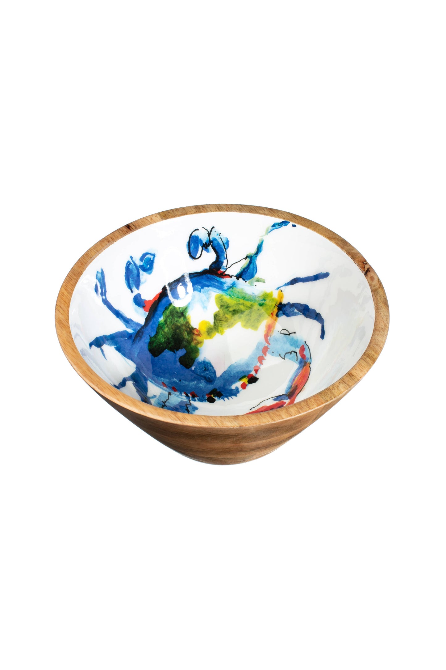 Blue Crab Wooden Bowl 25cm