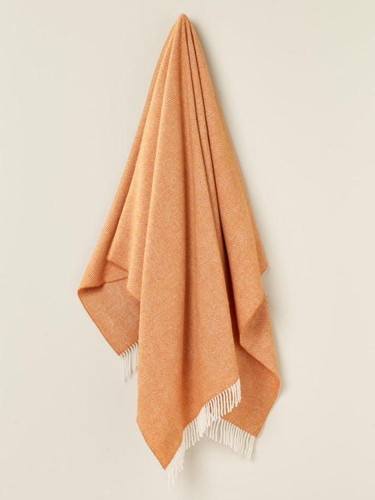 Herringbone Merino Lambswool Throw - Saffron