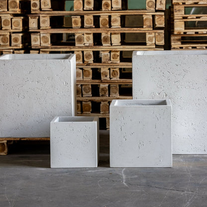 Cubrosa | White Mist – 55cm Large Square Concrete Planter