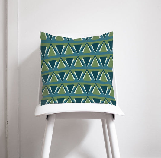 Green and Blue Art Deco Design Cushion, Throw Pillow
