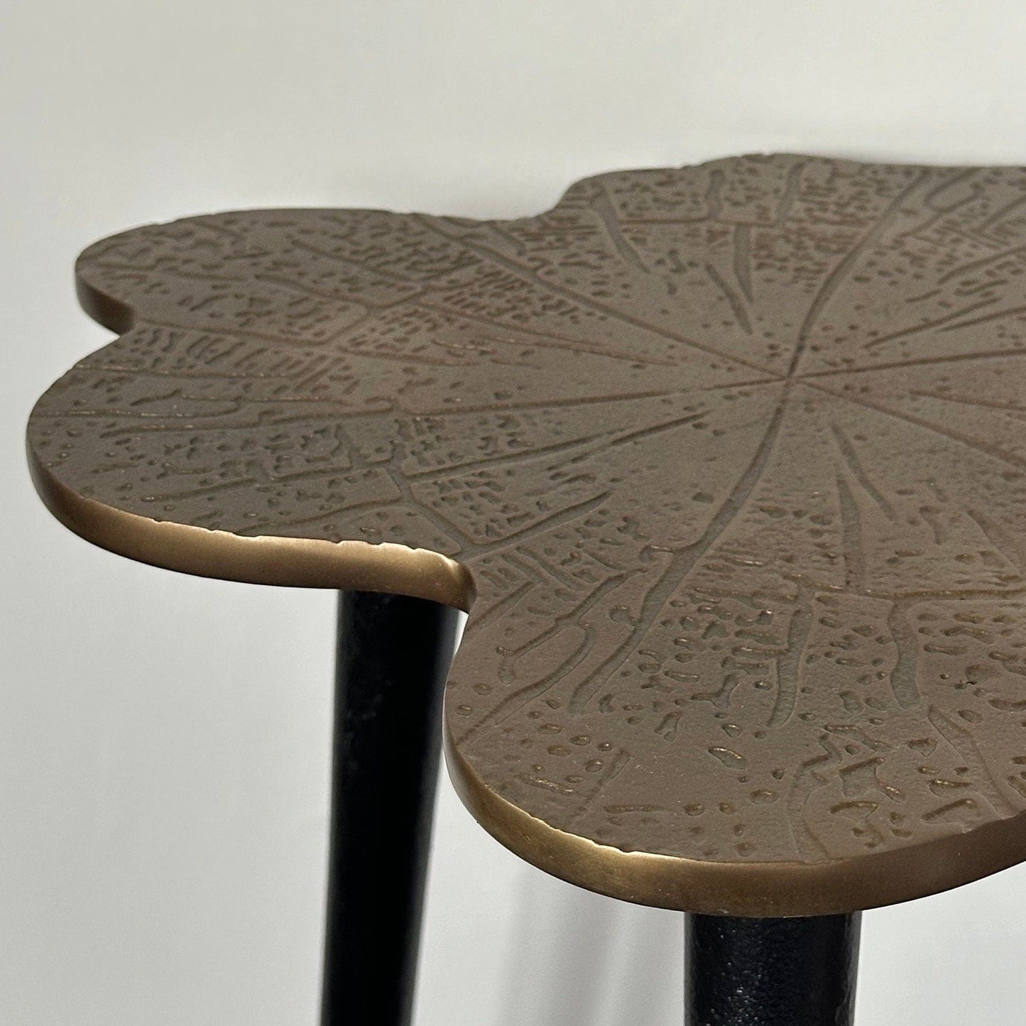 Bronze Brass Leaf Bedside Coffee Side Table