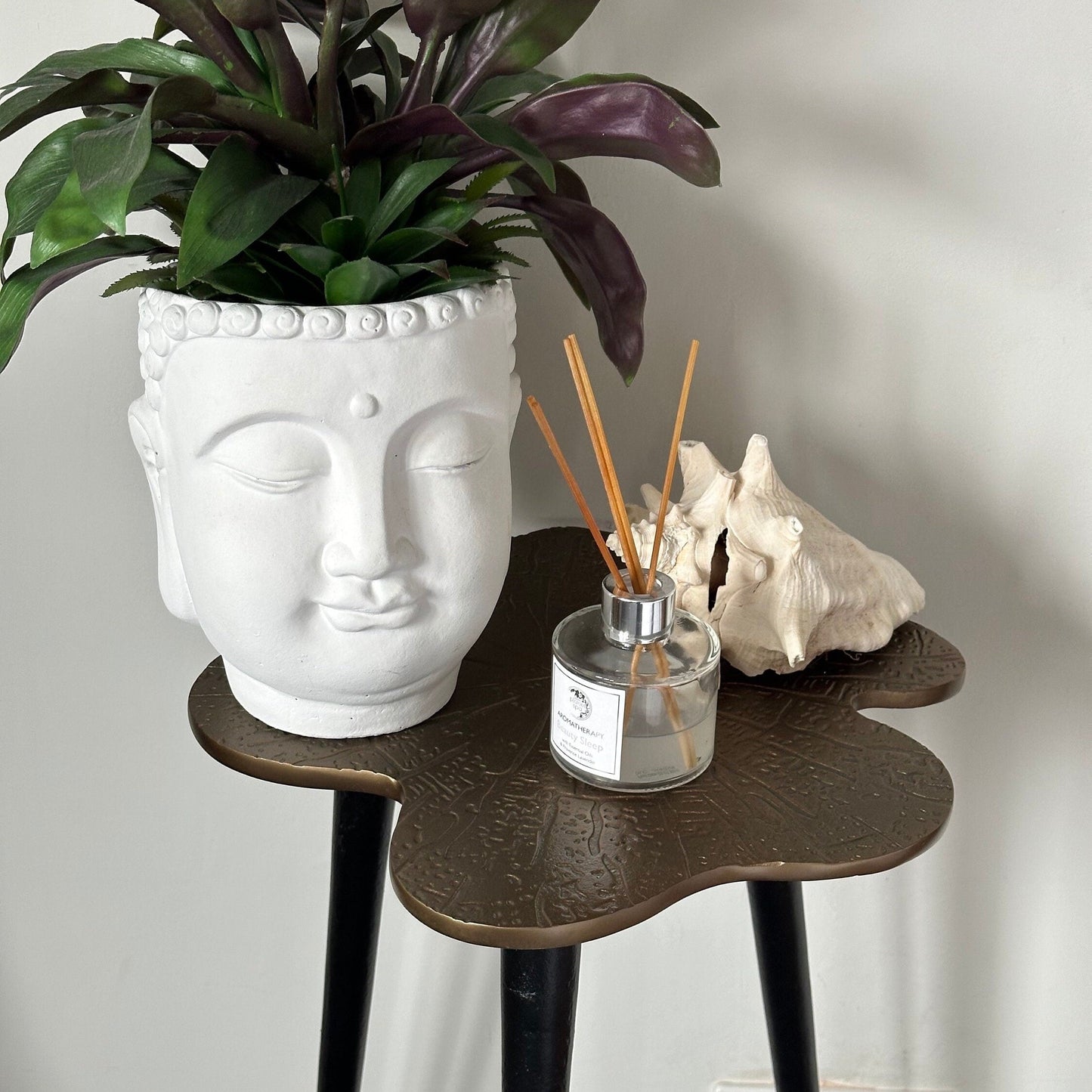 Bronze Brass Leaf Bedside Coffee Side Table