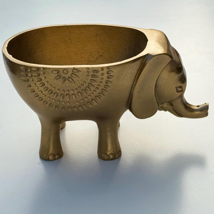 Elephant Planter Solid Cast Brass Metal Plant Pot