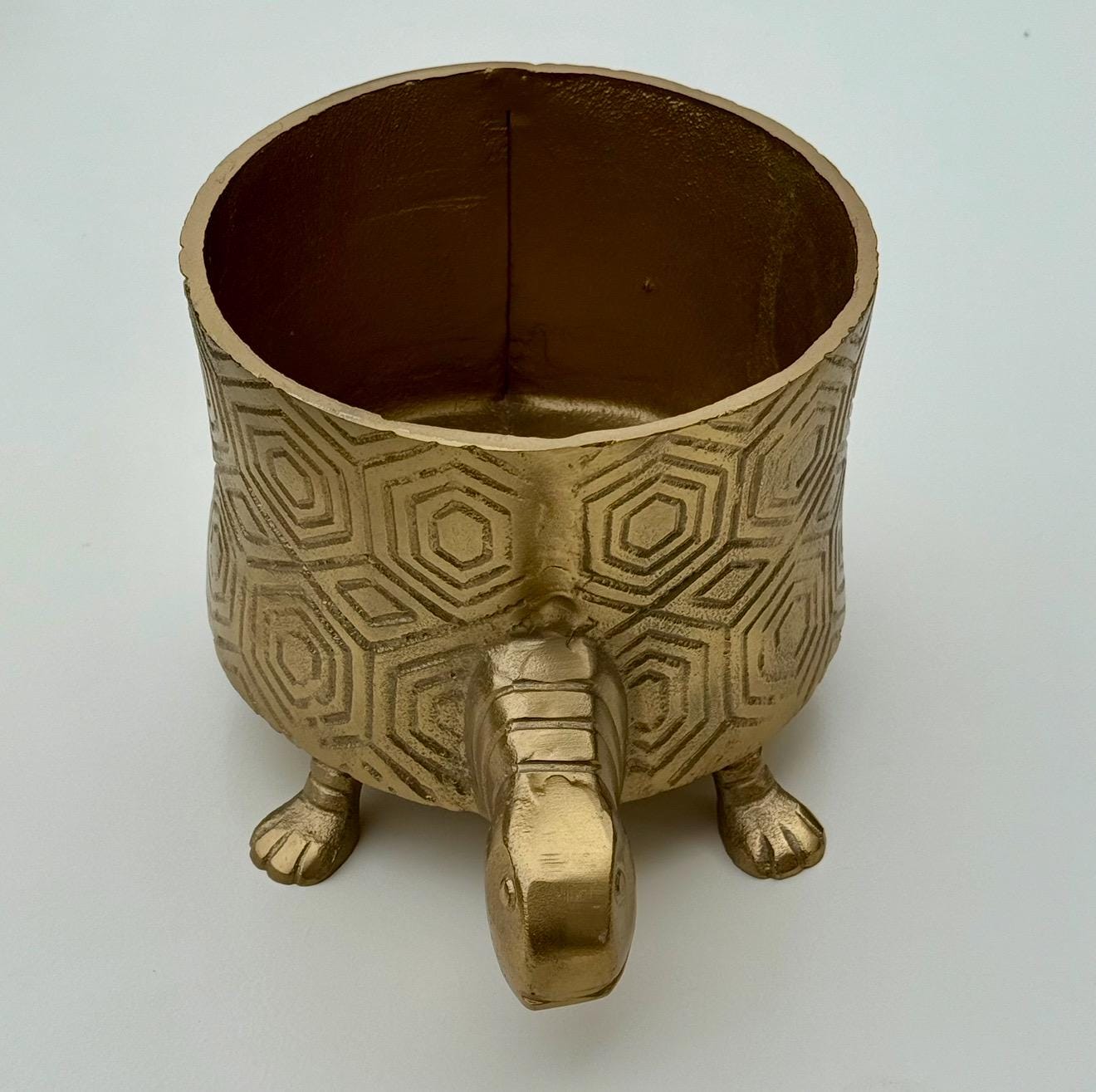 Turtoise Solid Cast Brass Metal Planter Pot
