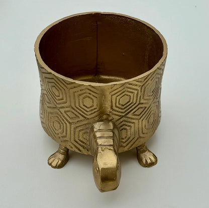 Turtoise Solid Cast Brass Metal Planter Pot