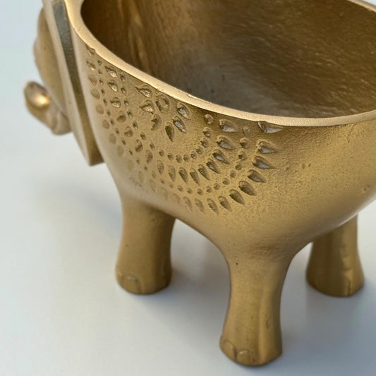 Elephant Planter Solid Cast Brass Metal Plant Pot
