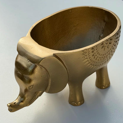 Elephant Planter Solid Cast Brass Metal Plant Pot
