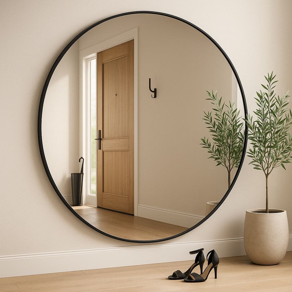 Rei - XXL Round Black Metal Circle Mirror - 180cm x 180cm
