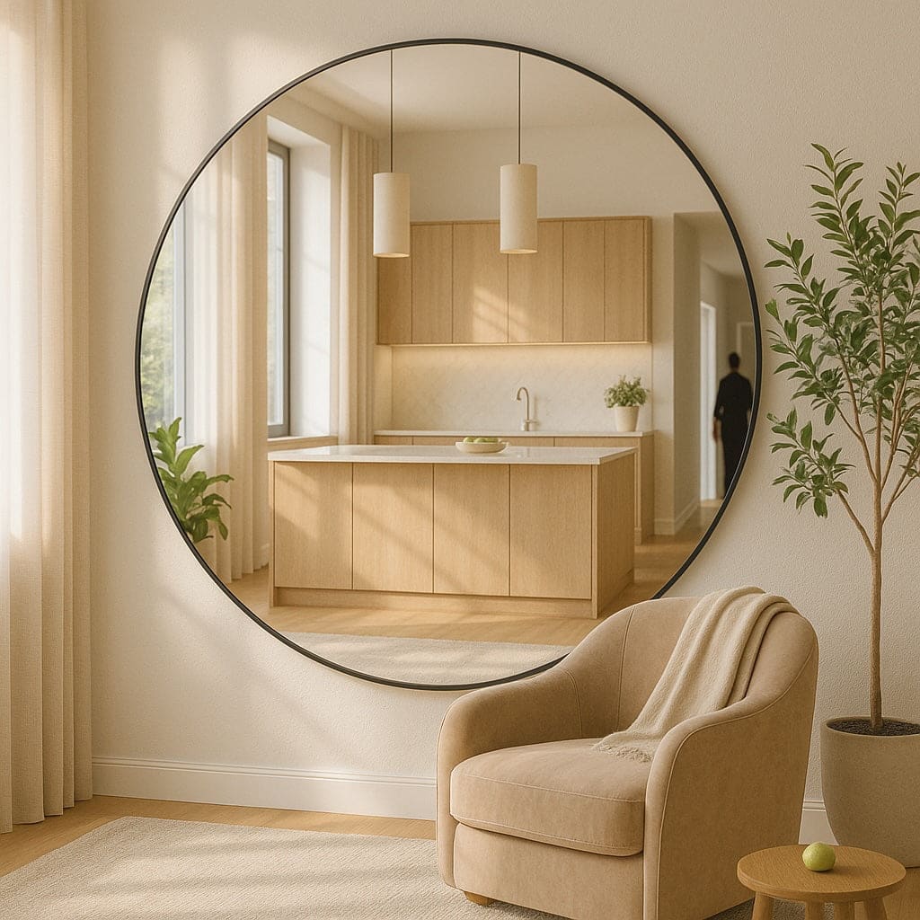 Rei - XXL Round Black Metal Circle Mirror - 180cm x 180cm
