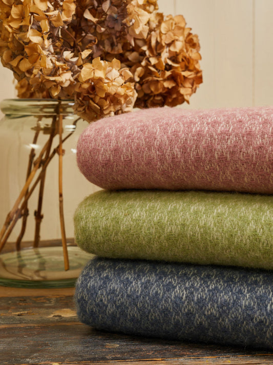 Isobel Crescent Pure New Wool Throw - Blue Slate